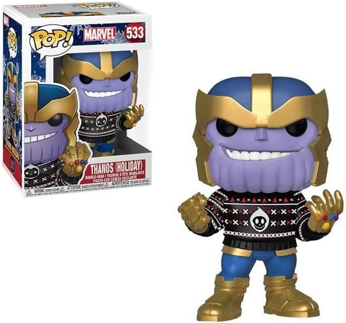Marvel Avengers - Pop Bobblehead Holiday Thanos #533, Marvel Mug, Cap's Shield Baseball Cap & Iron Man Shirt
