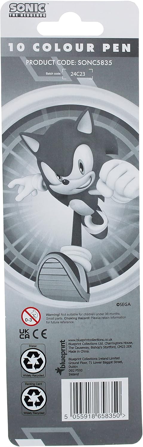 Sonic Multi Colour Pen | Sonic the Hedgehog | 10 in 1 Retractable Ballpoint Pen