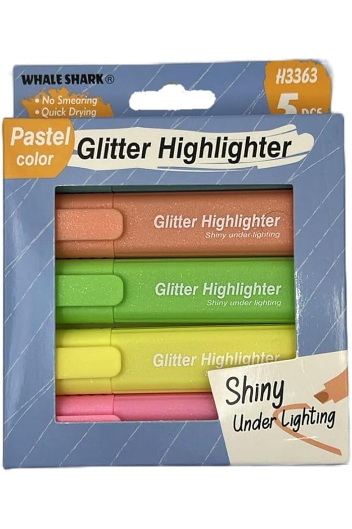 Pastel Glitter Highlighter 5 Color Excellent marking results with glitter & shiny color