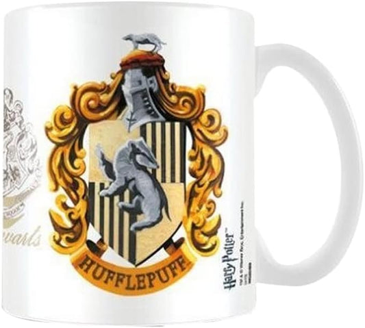 Harry Potter Hufflepuff and Hogwarts Crest Ceramic Mug in Presentation Box - Official Merchandise